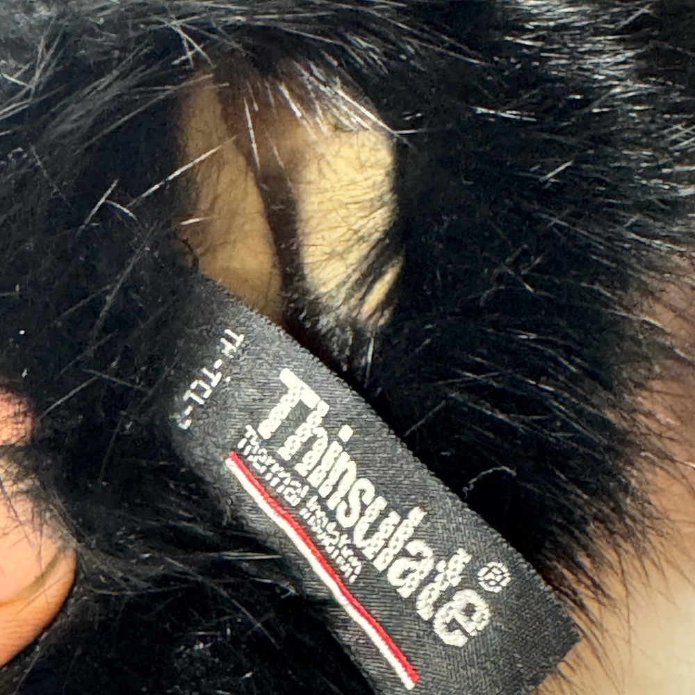 ladies black leather Gloves with fur trim - Picture 3 of 5